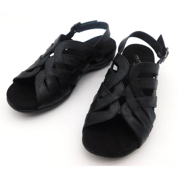 Easy Street Comfort Wave Women Size 6 Black Sandals Slingback - Picture 1 of 8